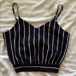 Striped cropped tank with self-tie back